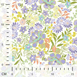 Tricot Print - Flowers - Lilac Green