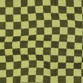 Verhees Textiles - Double Gauze - Double Sided Checks  - Green