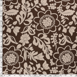 Linnen Viscose - Retro Flowers - Brown