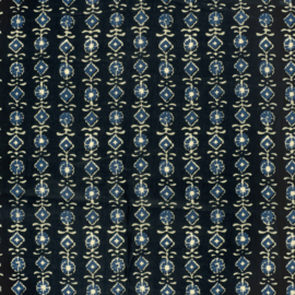 katoen Print - Voile - Batik - Flowers - Indigo