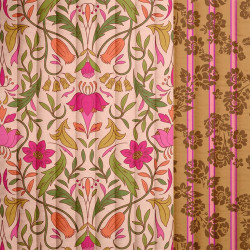Stepped - Quilted - Flowers   - Double Sided -  Pink Mustard