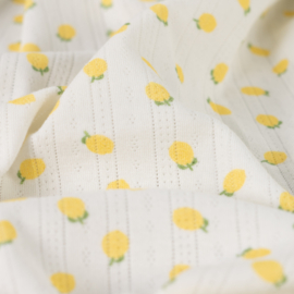 Jersey Ajour de Luxe - Lemons - Off White