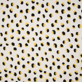 Viscose | African print | dots | Ecru - Ochre - Black