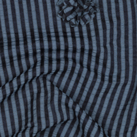 Verhees - Viscose  - Stripes - 3D Flowers  - Indigo