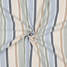 Double Gauze  - Stripe  - Blue Ecru