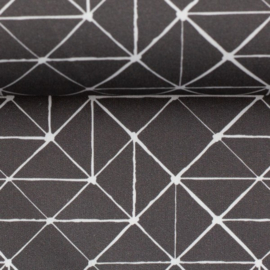Katoen Print | Swafing -  Geometric  - Dark Grey