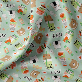 Katoen Print - Sushi - Mint