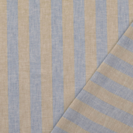 Linnen Katoen   -  Stripe - Natural Light Blue