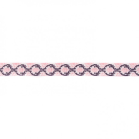 41259 elastisch biaisband fantasie roze zwart 15mm