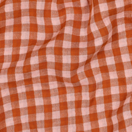 Verhees Textiles - Double Gauze - Double Sided   - Checks  - Peach Pink