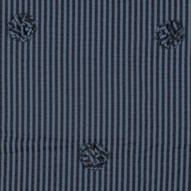 Verhees - Viscose  - Stripes - 3D Flowers  - Indigo