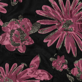 Jacquard - Double Sided - Flowers - Black Pink