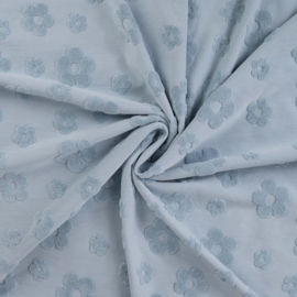 Qjutie - Cotton Jacquard  - Flower  - Blue
