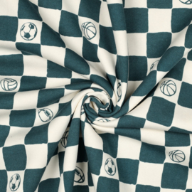 Verhees Jogging    - Checks   - Sports - Petrol Ecru