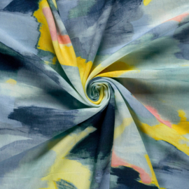 Verhees Textiles -Linnen Viscose  - Waves  - Blue