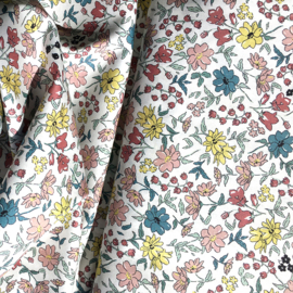 Katoen Print | Flowers | Yellow - Soft Pink  - Blue 031