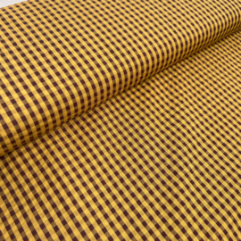 Katoen Seersucker - Checks - Cacao Ochre