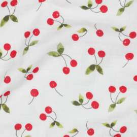 Verhees Textiles - Double Gauze - Cherries - Off White