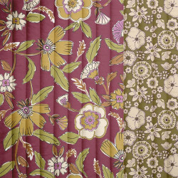 Stepped - Quilted - Flowers   - Double Sided -  Prune Green