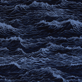 Swafing Tricot - Ocean  Waves by Thorsten Beger - Dark Blue