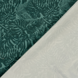 Swimpants Fabric  - Recycled  - Quick Dry  -  Leaves     - Petrol