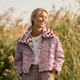 Verhees Textiles - Stepped - Quilted - Graphic Flowers   - Double Sided -  Lavender