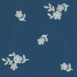 Verhees Textiles - Washed Cotton - Embroidery - Blue