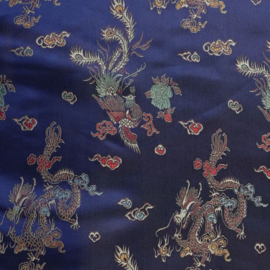 Satijn - Dragon Brocade - Dark blue