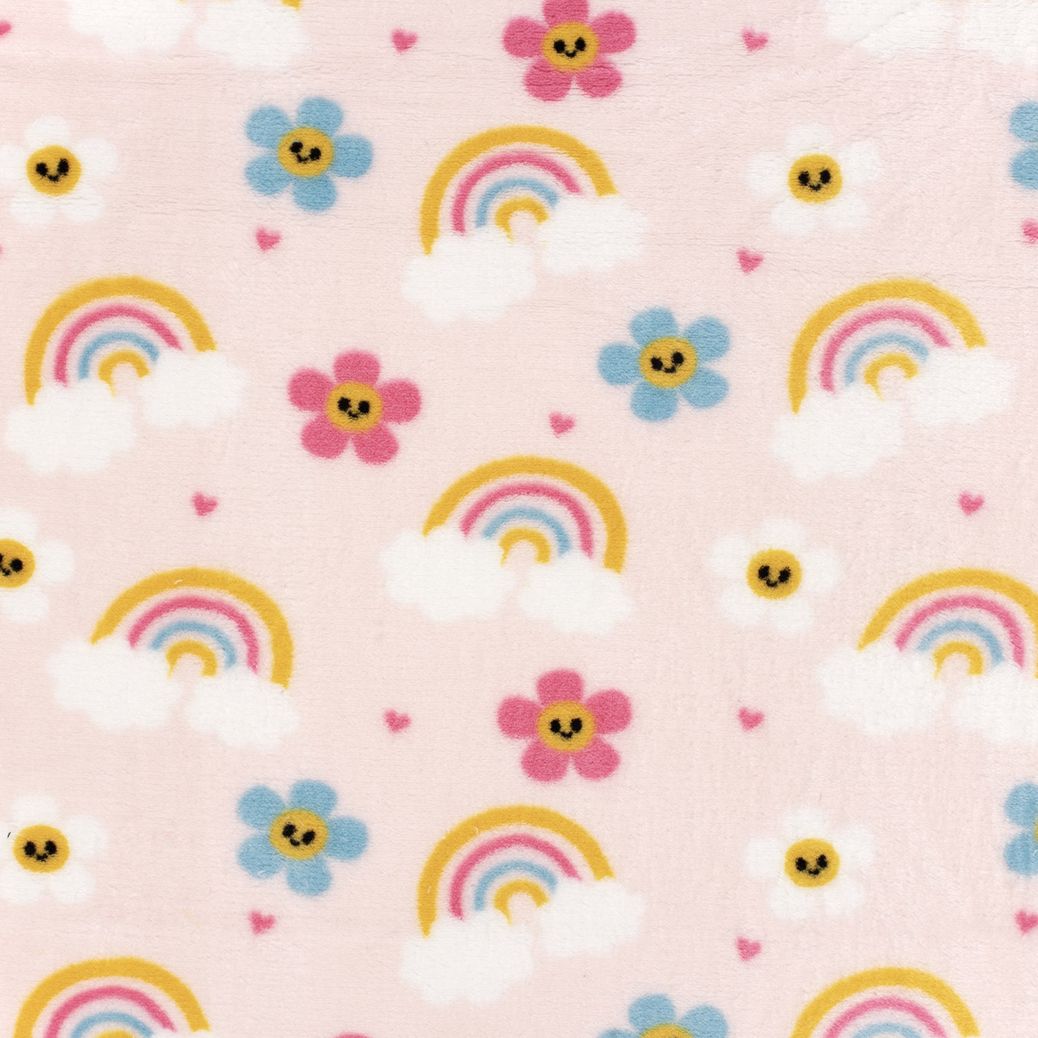 Cuddle Fleece - Rainbow and Flowers  - Soft Pink