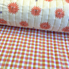 Stepped - Quilted - Flowers   - Double Sided -  Sun  - Orange