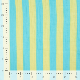 Double Gauze - Fancy Stripes - Aqua Lime