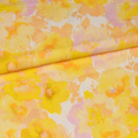 Bittoun - A la Ville -  Linnen Viscose - Flowers Aquarel - Yellow Lilac