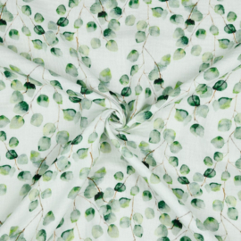 Double Gauze | Organic  | Leaves - Off White