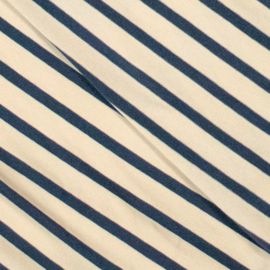 Jersey Tricot - Stripes - Natural Dark Blue