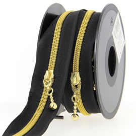 Rits - Zwart  - Bolletje  ( wordt verkocht per 30 cm met 1 trekker )