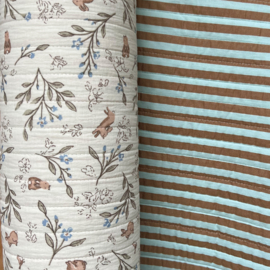 Stepped - Quilted - Rabbits   - Double Sided -  Havanna Mint Stripe