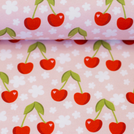 Swafing Tricot Jersey  - Cherries  by JaTiJu - Pink