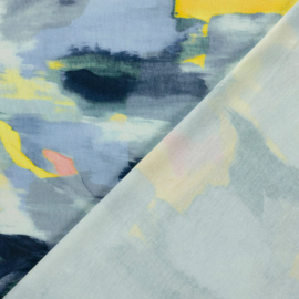 Verhees Textiles -Linnen Viscose  - Waves  - Blue