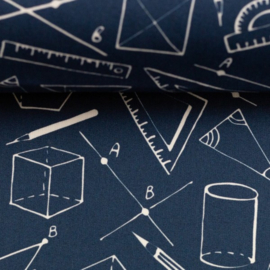 Katoen Print | Swafing -  Math - Navy