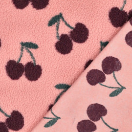 Verhees Textiles - Teddy - Cherries   - Pink