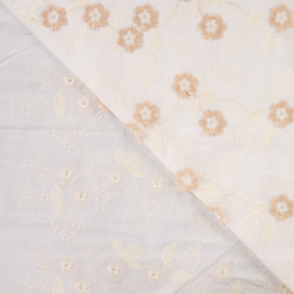 Katoen Broderie  -  Flowers 3D - Sand