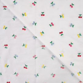 Katoen Broderie  -  Cherries  -  Multicolor
