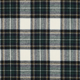 Katoen Flannel - Ruit - Green Off White