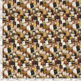 Katoen Poplin Print - Animals - Brown colors