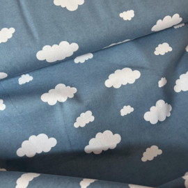 Katoenen Flanel - Clouds  - Blue