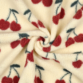 Verhees Textiles - Teddy - Cherries   - Ecru