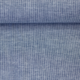 Swafing  - Linnen Katoen   -  Pencil Stripes   - Mid Blue 101744