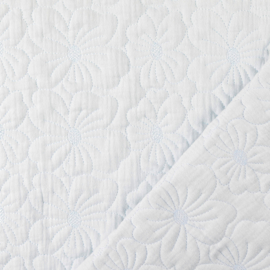 Stepped - Quilted - Flowers  Embroidery - Double Sided -  Ice Blue