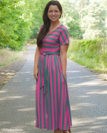 Swafing Tricot - Viscose Jersey - Happy Stripes by Cherry Picking - Pink Green