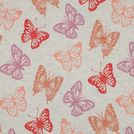 Tricot Print Melange - Glitter Butterflies - Ecru